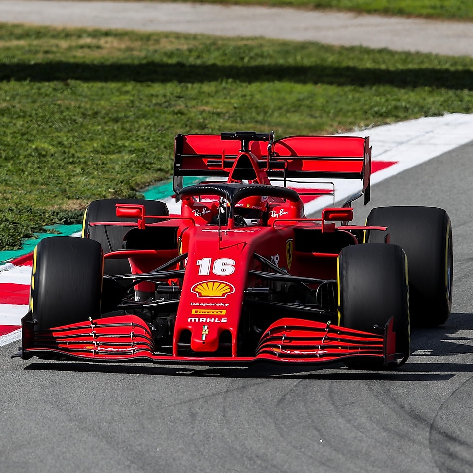 Image of a F1 Ferrari car on a race track